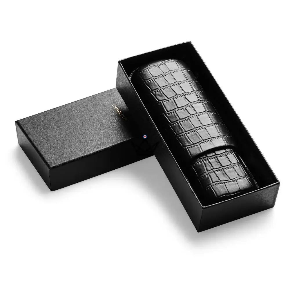 Zigarrenetui COBRA – Leder mit Schlangenmuster, 2 oder 3 Zigarren | 17,3 × 7 × 3,7 cm – Ansicht 4
