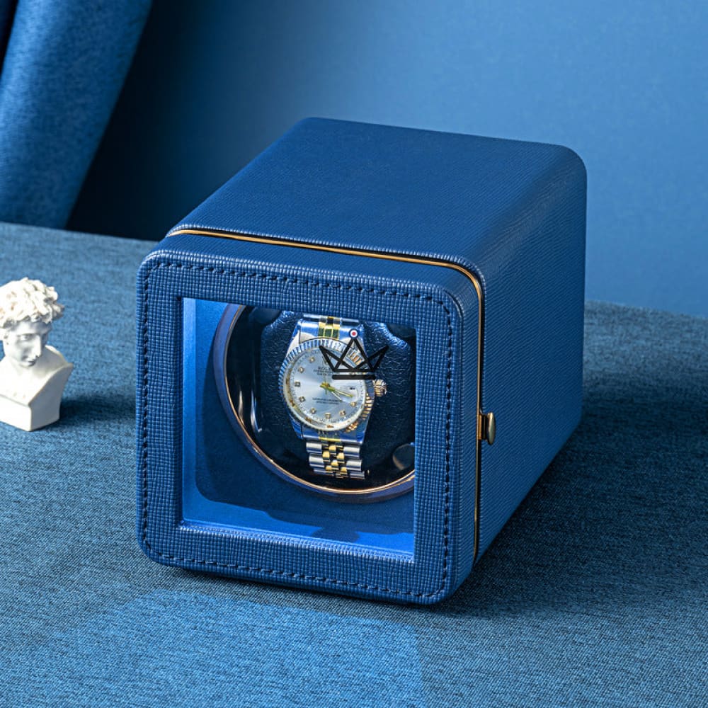 PRESTIGE EQUINOXE Automatic Watch Winder — PU Leather, Blue LED, 5 Modes, USB-C — view 4