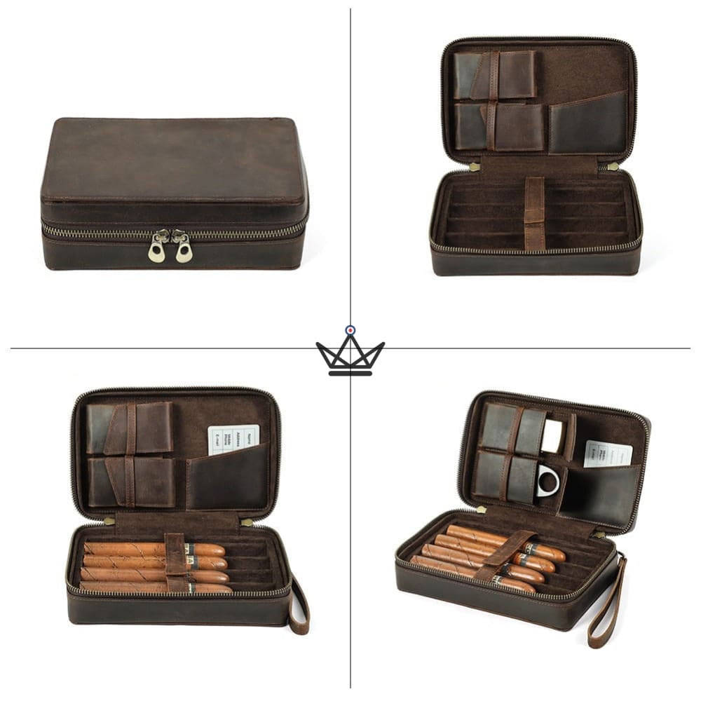 Prestige Voyageur Cigar Case — Genuine Leather & Customizable Laser Engraving — view 9