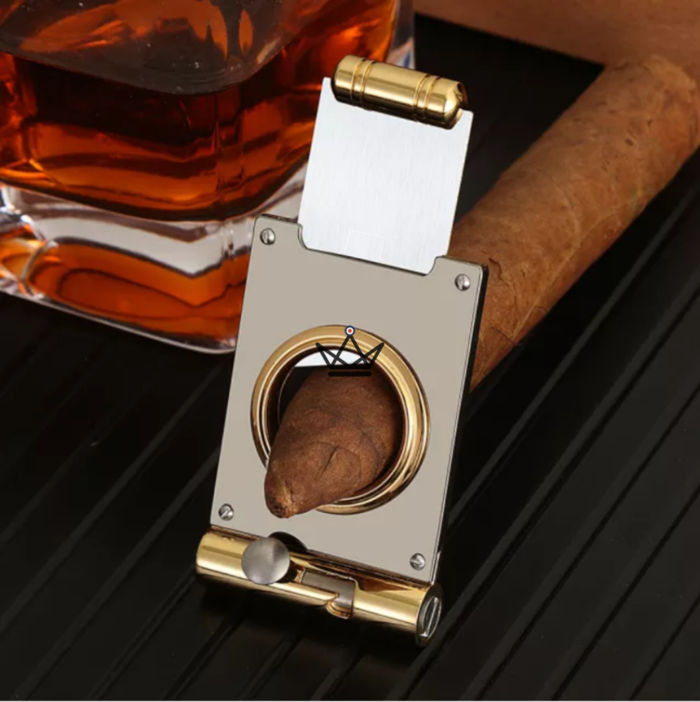 Napoleon Guillotine & Punch Cigar Cutter — brushed steel, 57 ring gauge max — view 1