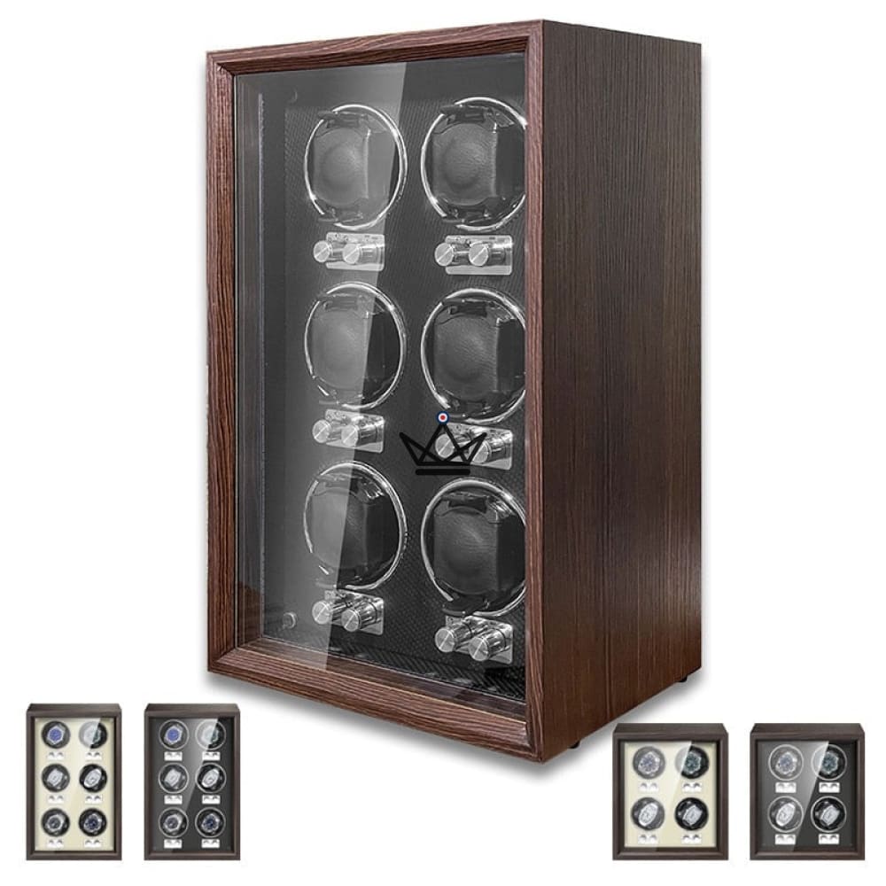 Uhrenbeweger EBONY LUXE — Holz, 4 bis 6 Uhren, unabhängige Rotoren Uhrenbeweger EBONY LUXE — Holz, 4 bis 6 Uhren, unabhängige Rotoren