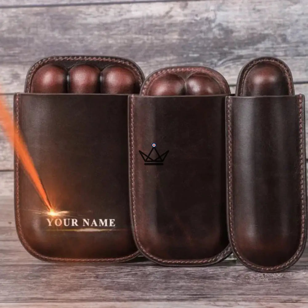 Personalized Leather Cigar Case — Voyager Classic | 1, 2 or 3 cigars — 1 Cigar