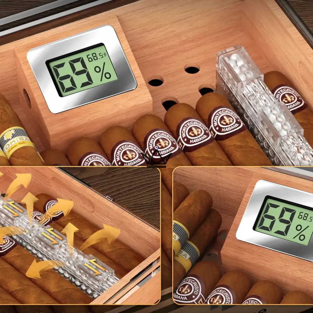Aerion Vault Cigar Humidor — clear acrylic, cedar, accessory drawer, 2 sizes — view 8