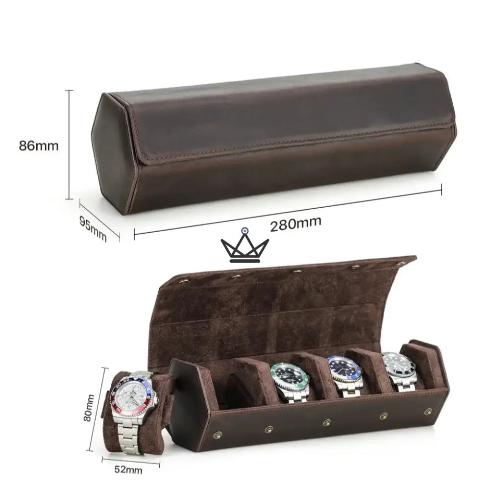 Customizable Leather Travel Case for Automatic Watch - Voyageur Hexagone — view 16