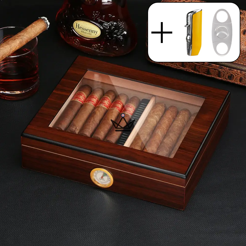 JANGO Cigar Humidor — Glass-top 20 cigars, Spanish cedar & humidifier — view 12