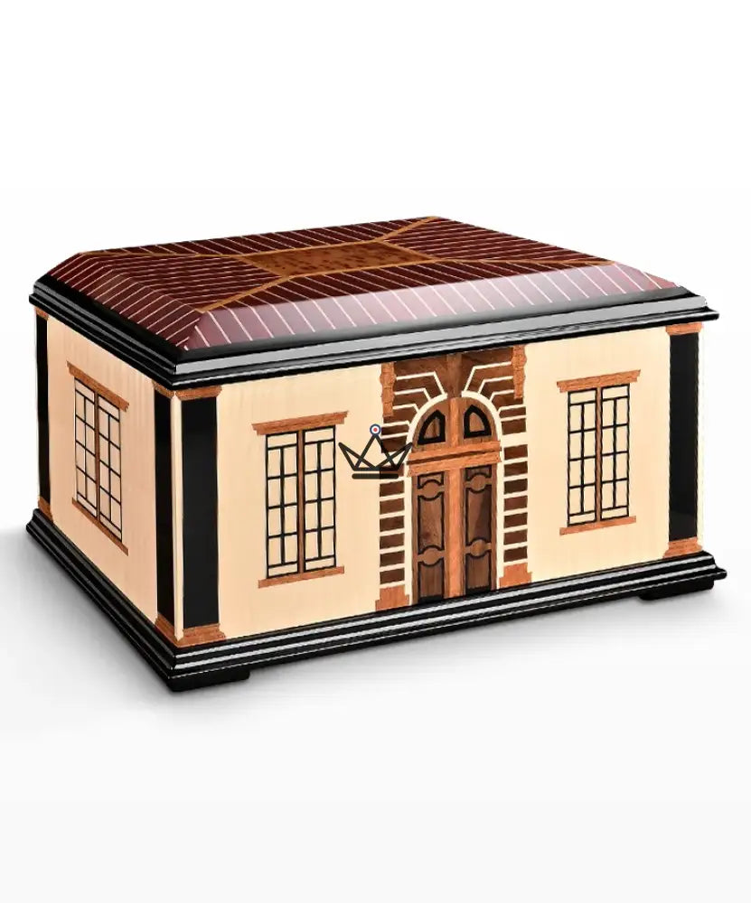 Domus Aurum Cigar Humidor — cedar, 150 cigars, mansion design, hygrometer, Classica (gilded wood) or Nox (deep red) — view 6