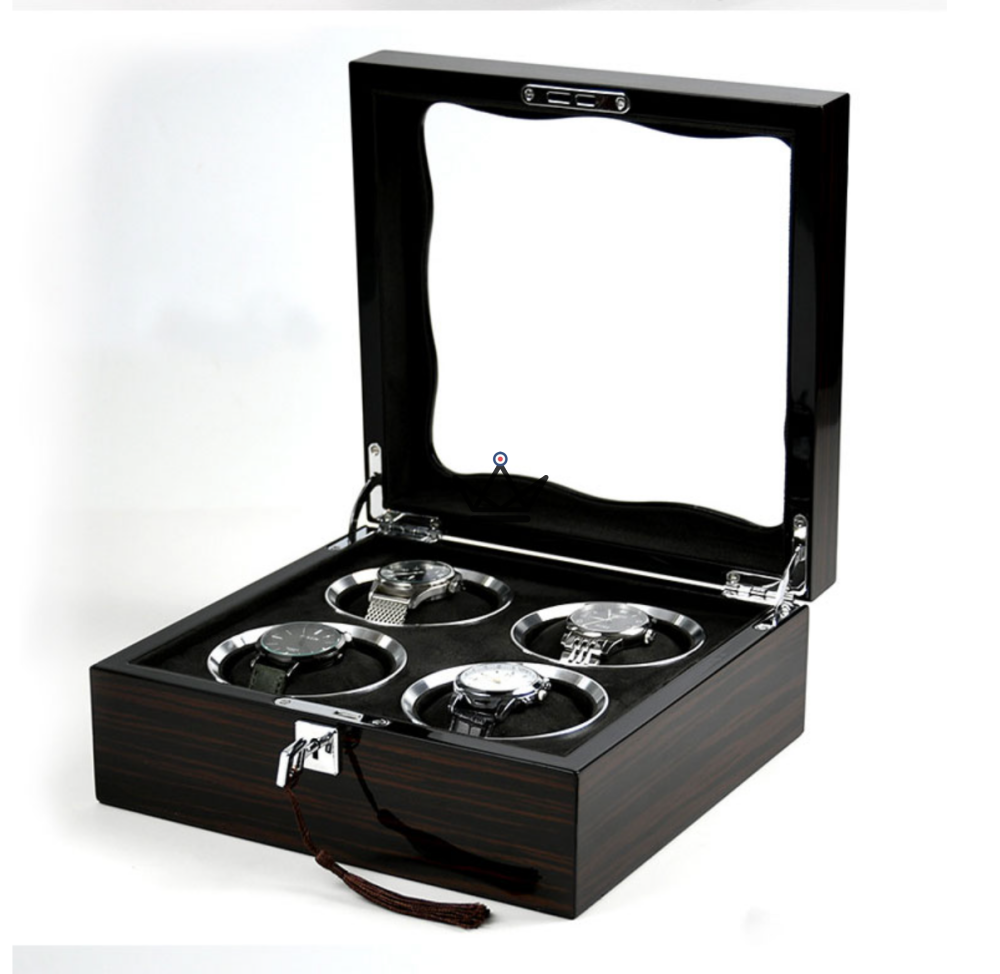 LUXURIA TEMPORUM Luxury Watch Storage Box — Lacquered Wood, Glass, Key, 2 to 9 Watches — 4 slots