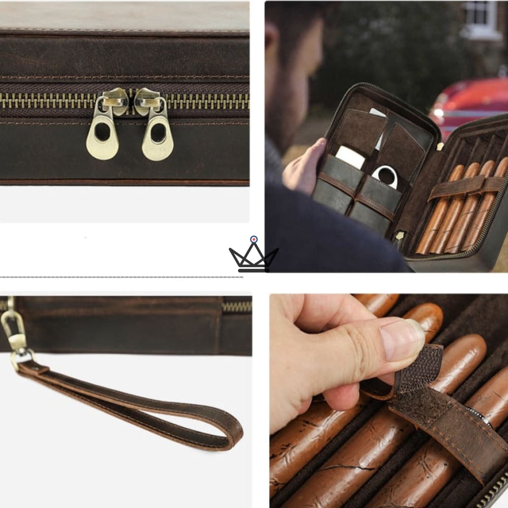 Zigarrenetui Voyageur Prestige – echtes Leder & personalisierbare Lasergravur – Ansicht 8