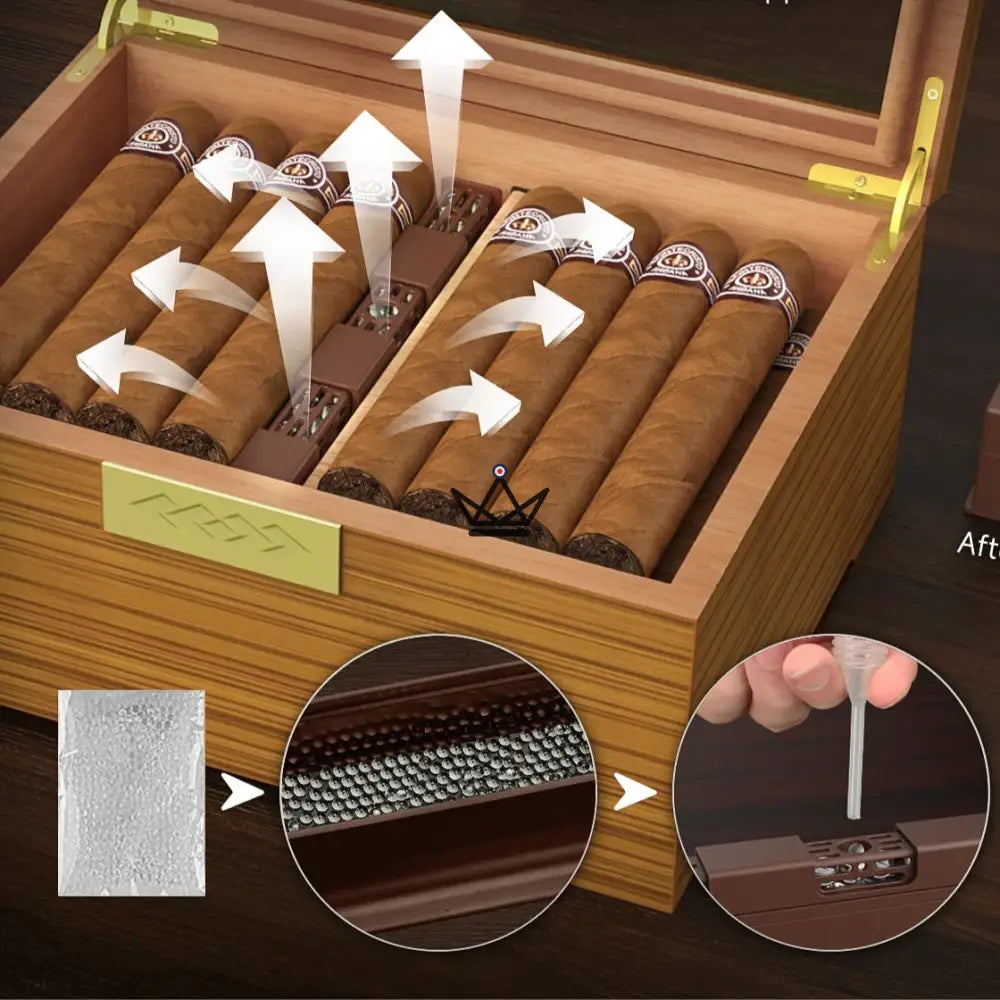 Zigarrenhumidor Horizon Edition — Zedernholz, Sichtfenster, Schublade, Onyx oder Natur – Ansicht 5