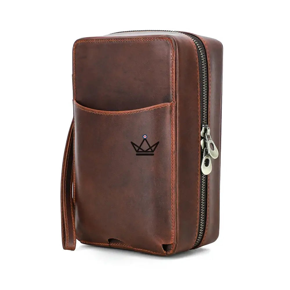 Zigarrenetui VOYAGEUR SELECTION – Vollnarbiges Leder Schokolade, Personalisierbar | Innentasche – Ansicht 10