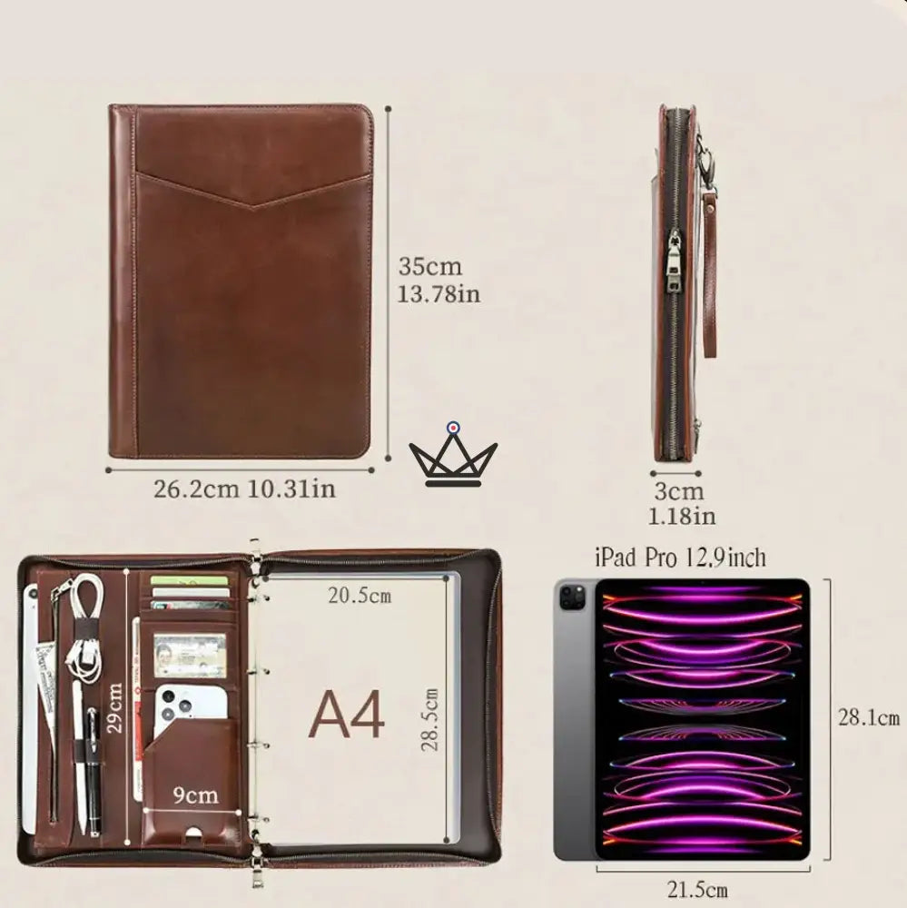 Customizable A4 Leather Folio — iPad Pro & Organizer — VOYAGEUR PadFolio — view 5