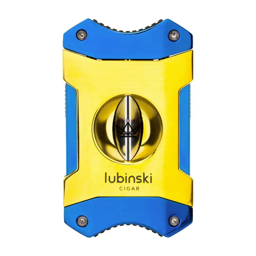 Azzurro Edition Cigar Cutter — Double Blade V-Cut, Zinc & Stainless Steel, 24mm Max, Gold & Sapphire Blue Finish, Signature Gift Box — view 7