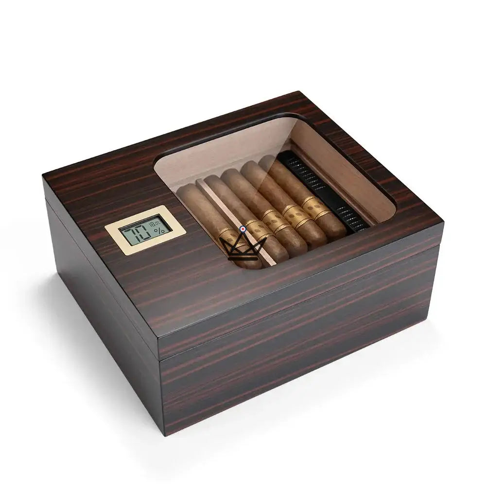 Zigarrenhumidor Elegancia Vision — spanische Zeder, Glasdeckel, 55 Zigarren, Digital-Hygrometer, 4 Ausführungen – Ansicht 23