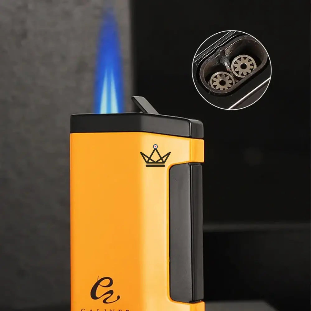 Feuerzeug & Zigarrenschneider GOLDYR Set – Blauflammen-Sturmfeuerzeug + 64 mm Zigarrenschneider | Gelb oder Schwarz – Ansicht 6