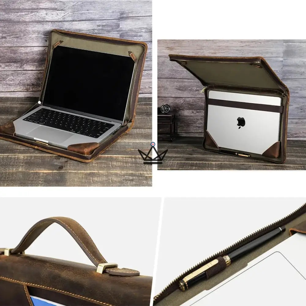 Personalisierbare Macbook-Hülle aus Leder 13"-16" - Voyageur CODEX – Ansicht 6