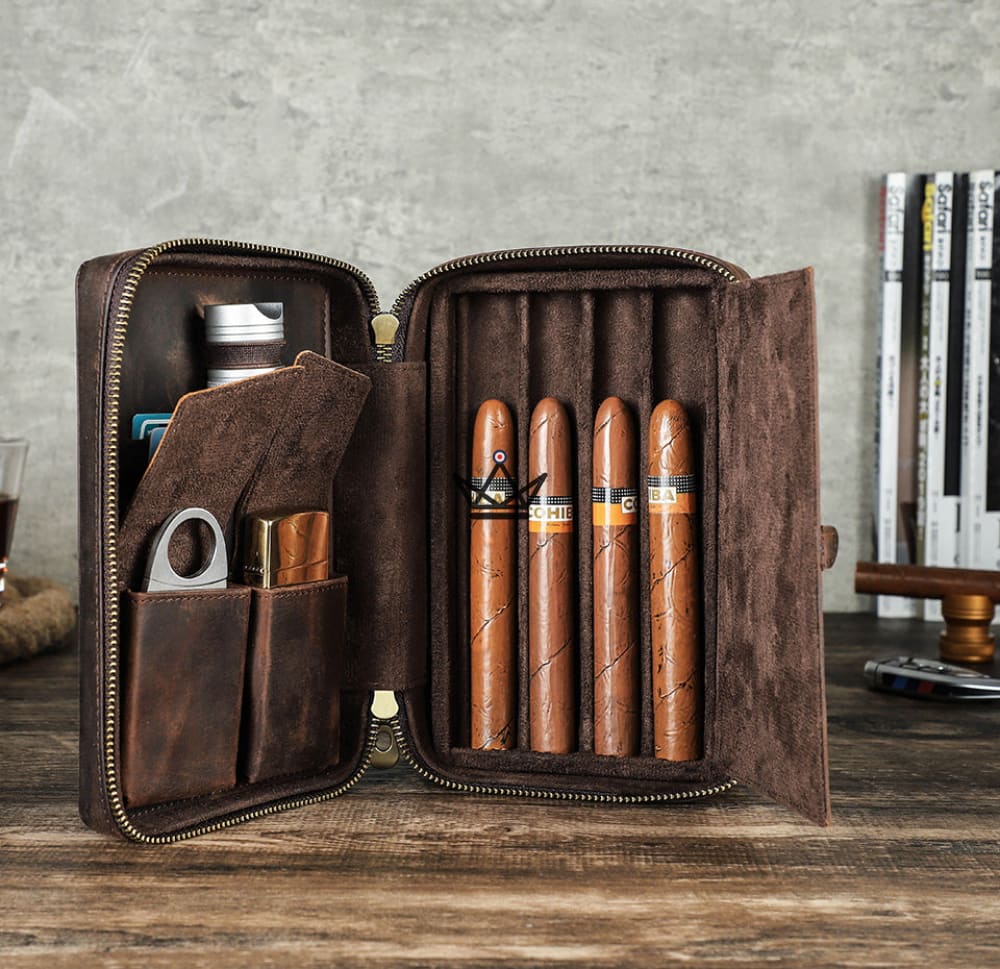 Anpassbares Zigarrenetui aus Leder – Voyageur Style – Ansicht 3
