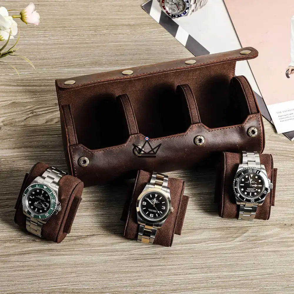 Customizable Leather Automatic Watch Travel Case - Voyageur TimeGuardian — view 12