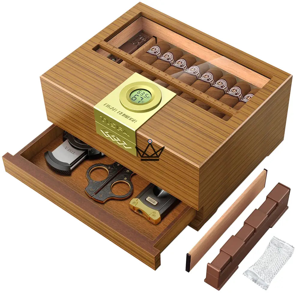 Zigarrenhumidor Horizon Edition — Zedernholz, Sichtfenster, Schublade, Onyx oder Natur – Ansicht 7