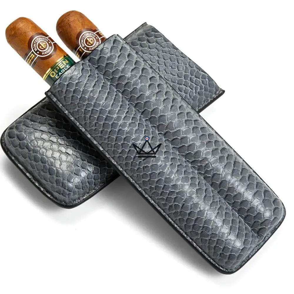 Zigarrenetui AURELIUS Edition — Rindsleder, 2 Zigarren, Schwarz · Schiefer · Cognac – Ansicht 9