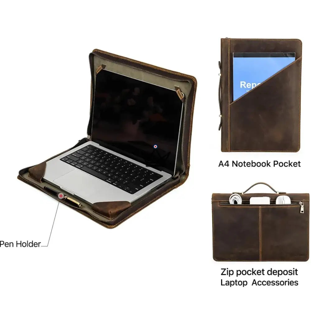 Customizable Leather MacBook Sleeve 13"-16" - Voyager CODEX — view 7