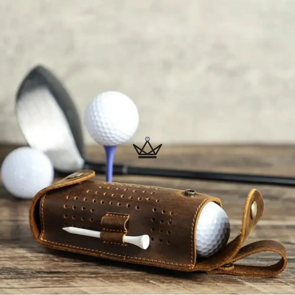 Customizable Leather Golf Ball Pouch –Voyageur Tee Golf | 3 Balls, 4 Tees — view 3