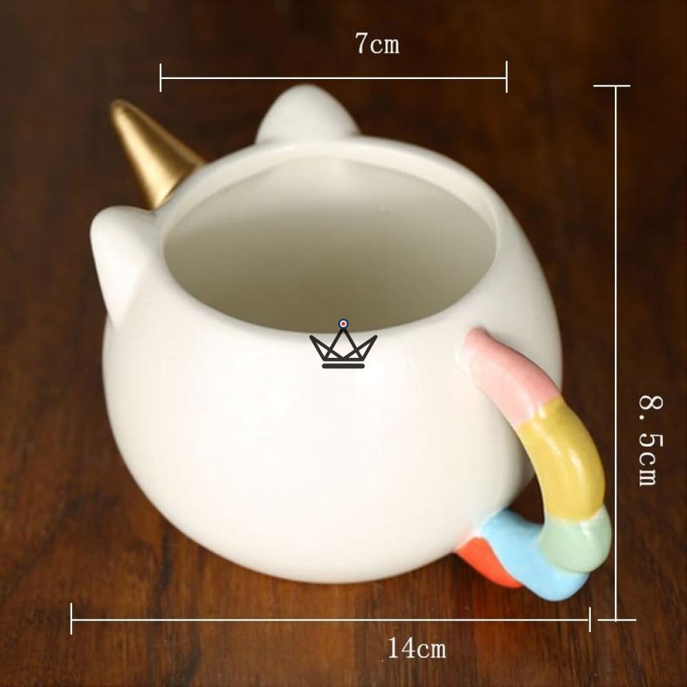 3D Unicorn Ceramic Mug - Golden Horn and Ears - 300 ml — view 4