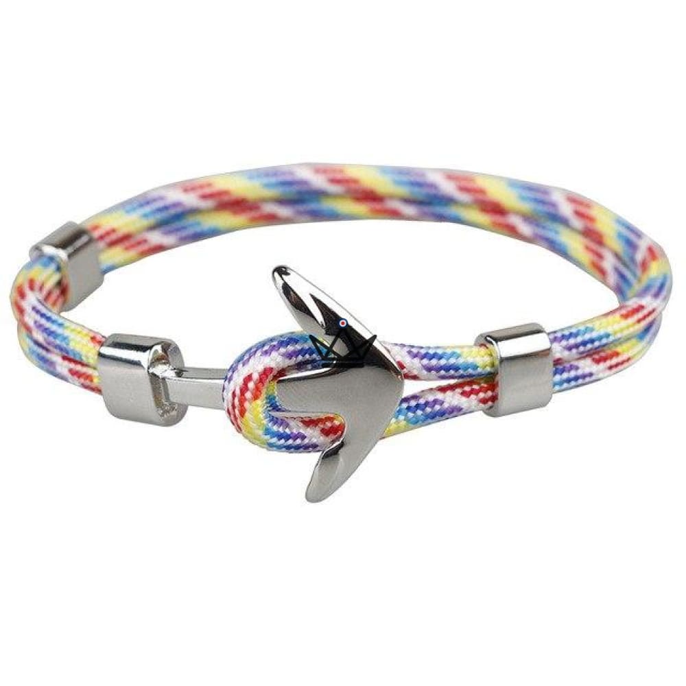 Poseidon Marine Bracelet - Silver Anchor - 10 Colors — Multi