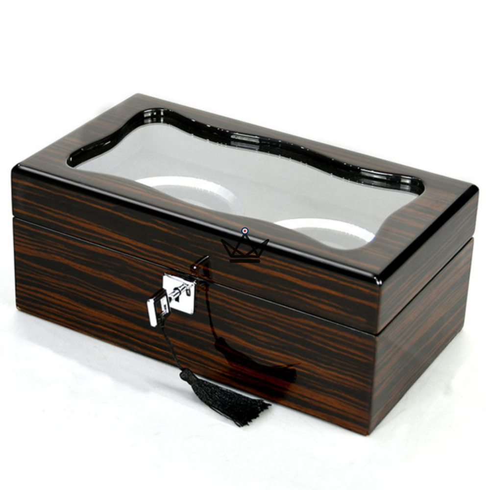 LUXURIA TEMPORUM Luxuriöse Uhrenbox – Lackiertes Holz, Glasfenster, Schlüssel, für 2 bis 9 Uhren – Ansicht 4