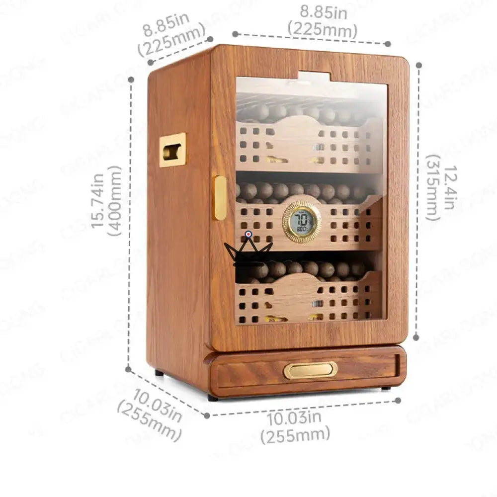Vesuvius Sky Cigar Humidor — Cedar, Glass Top 9 Slots, 3 Drawers, Accessory Drawer, Digital Hygrometer & 2 Humidifiers, Up to 150 Cigars — view 5