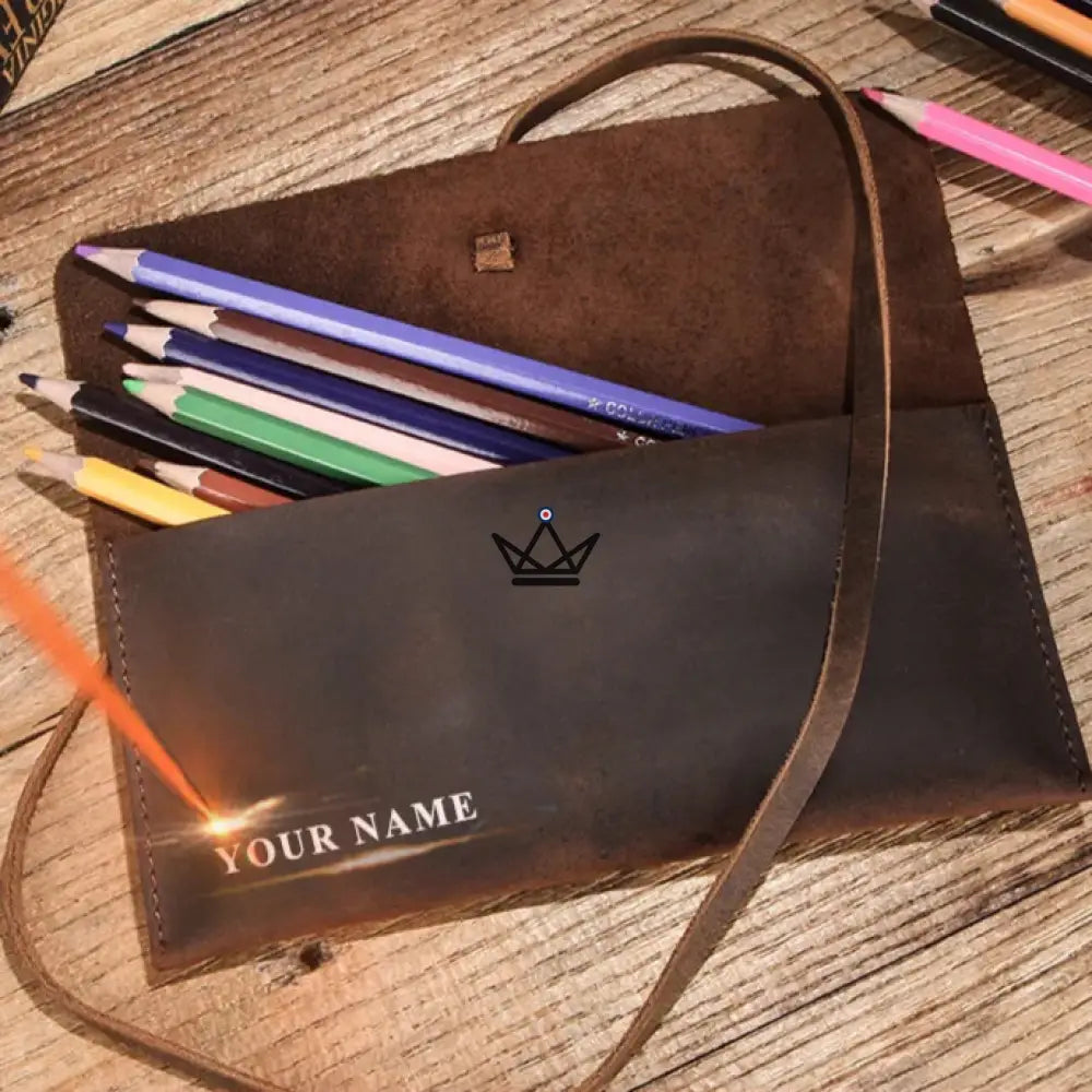 Customizable Leather Pen and Pencil Case – Voyageur Spool — view 1