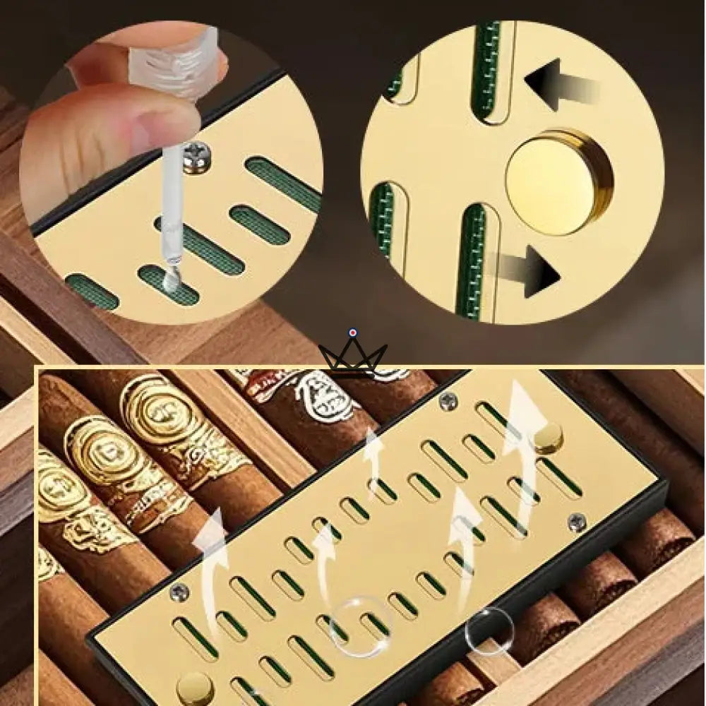 Zigarrenhumidor VENTIS CELL – Verstellbares Gitter, Oasis-Schaum | Gold oder Silber – Ansicht 6