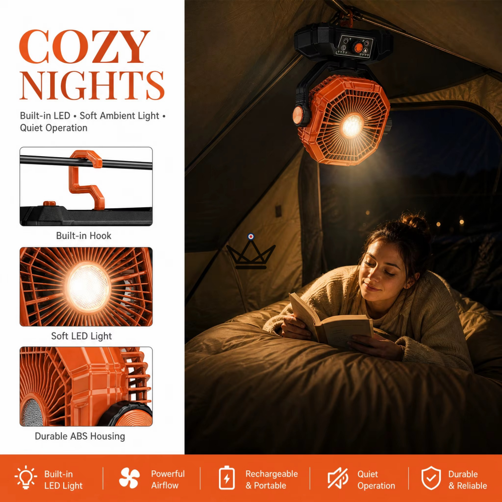 NOELY Portable Battery Fan — 20,000 mAh, LED & Power Bank — view 6