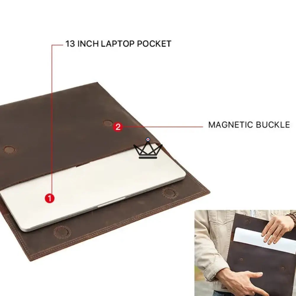 Customizable Leather Macbook Sleeve 13"-14" - MISSIVE Traveler — view 6