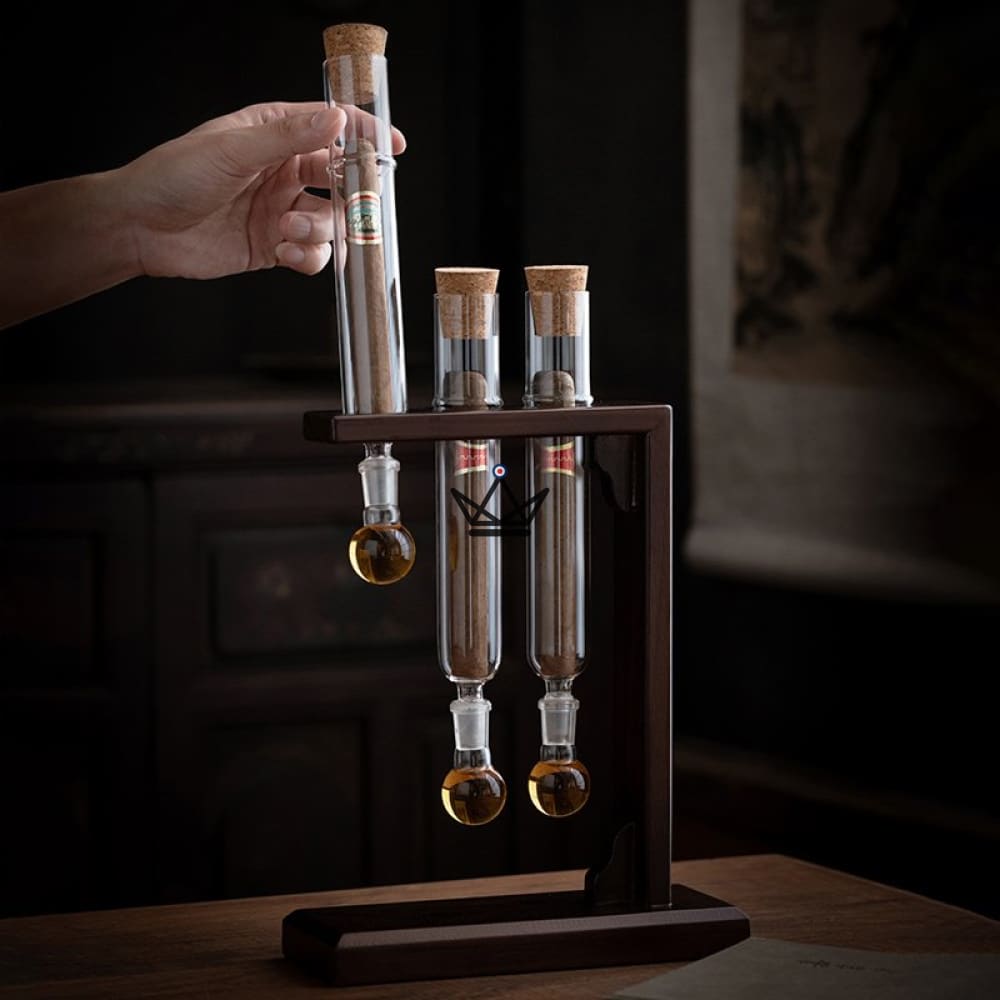 3-Tube Cigar Infuser INFUSIO TRIDENT — Suspended Vertical Tubes, Red Wood | Ring Gauge 73 — view 2