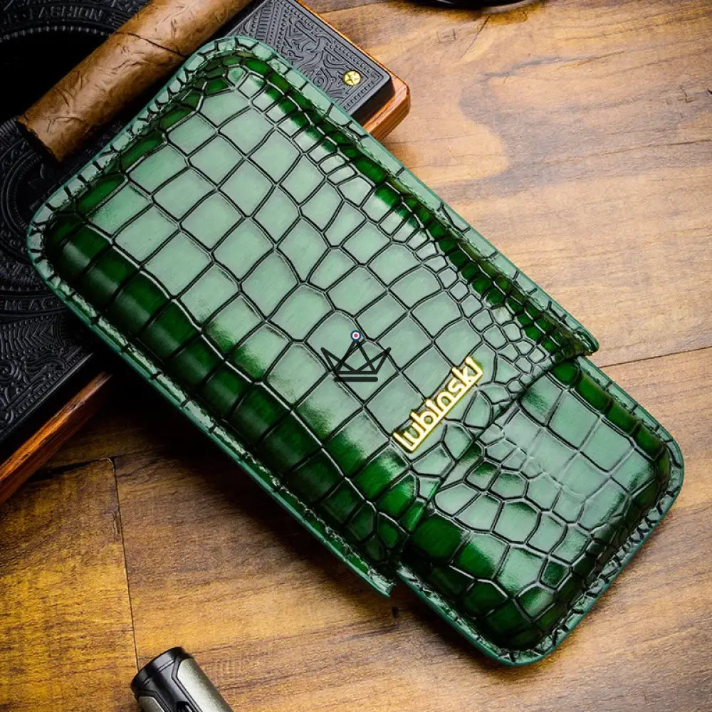 Leonidas Edition cigar case — cowhide leather, 3 Churchill & Robusto cigars, 5 finishes, gift box included — view 6