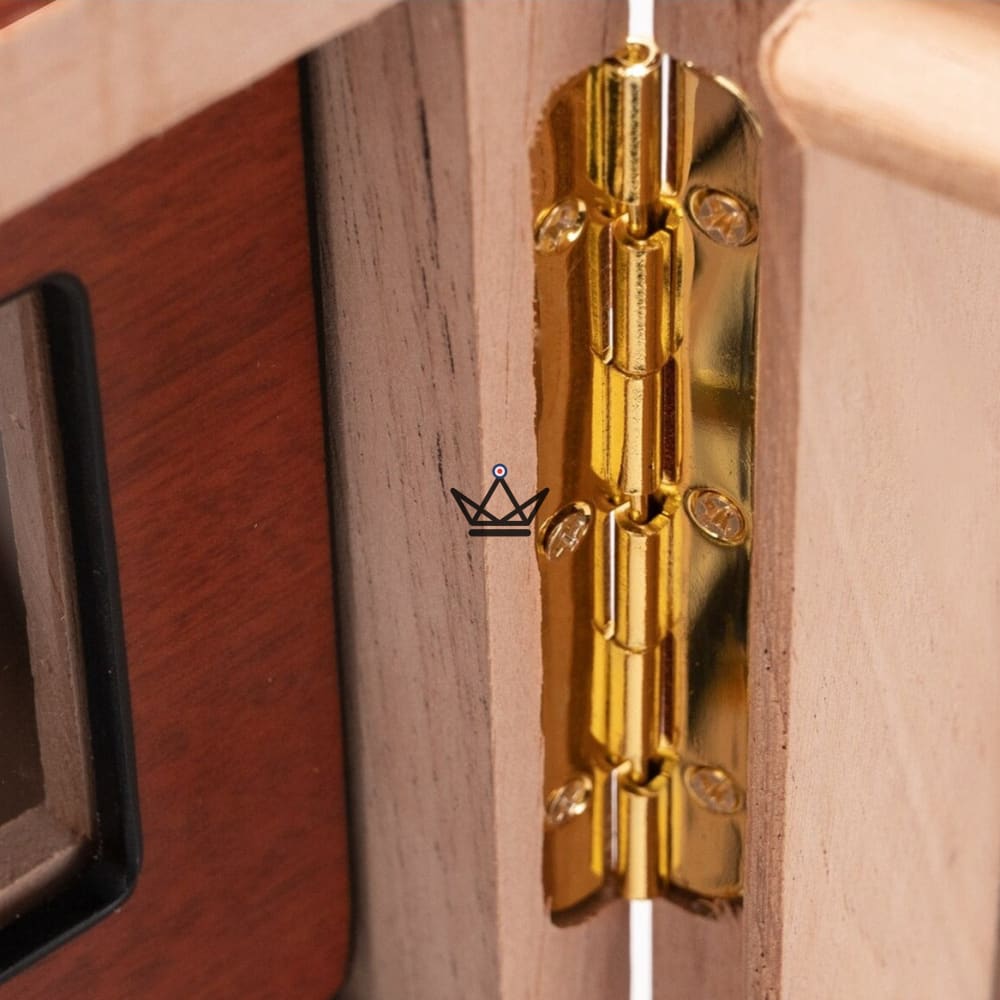 NOCTURIS Cigar Humidor — Piano Lacquer, Spanish Cedar, 3 Gold-Plated Glass Drawers, ~100 Cigars, Walnut or Chablis — view 4