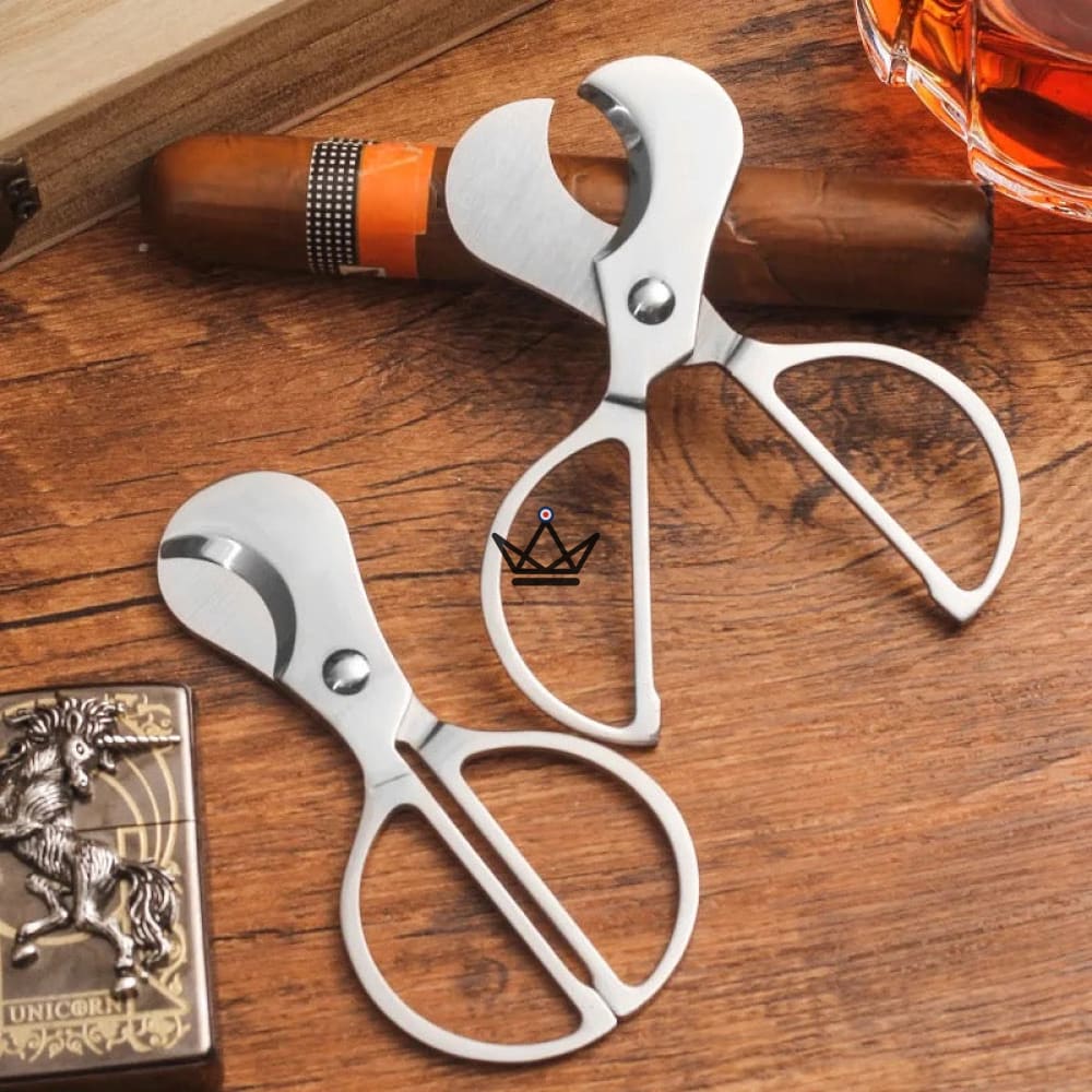 Slyk Scissors Cigar Cutter — Stainless Steel Silver, Precise Cut All Sizes — view 1