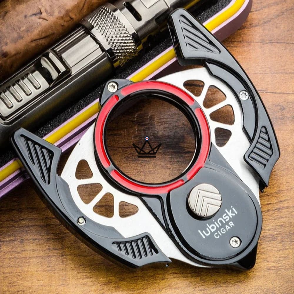 BatBlade Edition Cigar Cutter — 28mm Double Stainless Steel Blade, Butterfly Mechanism, Crimson Shadow · Knight Black · Midnight Blue | Box & Genuine Leather Pouch Included — Black - Knight Black
