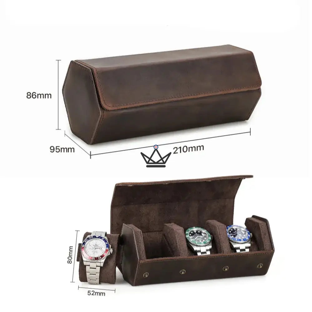 Customizable Leather Travel Case for Automatic Watch - Voyageur Hexagone — view 15