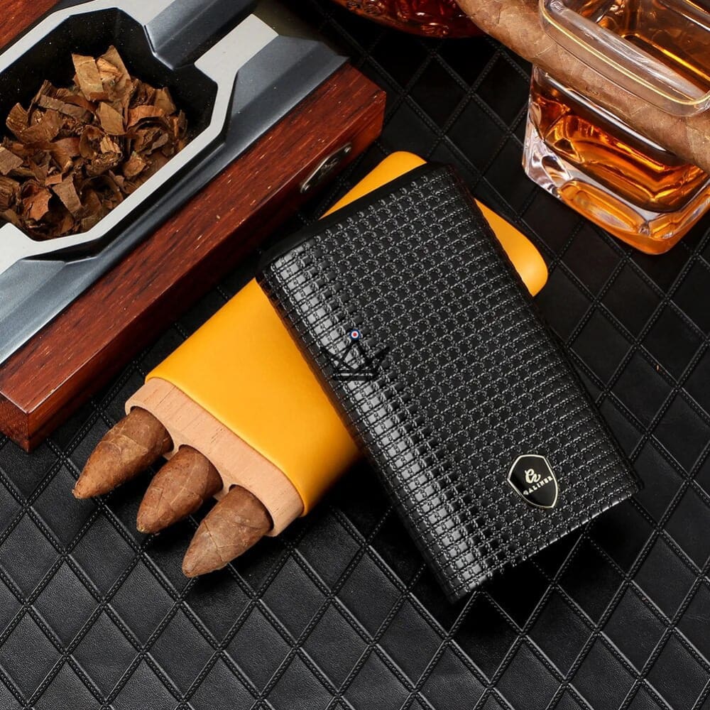 Caso de viaje de cuero para 3 cigarros - SUNY WOOD - vista 1