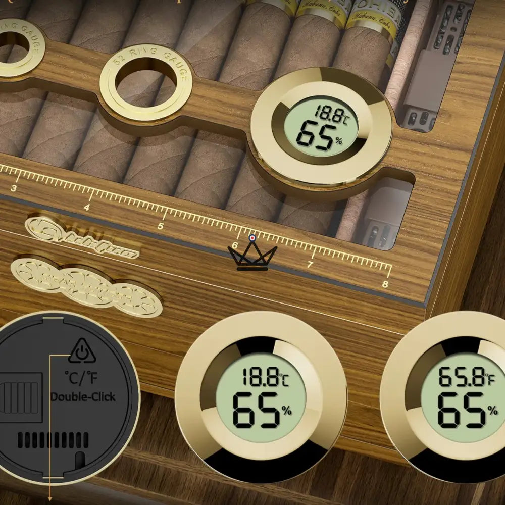 Orbis Vault Humidor — Spanish Cedar, Glass Top, Digital Hygrometer & Gel Humidifier — view 3