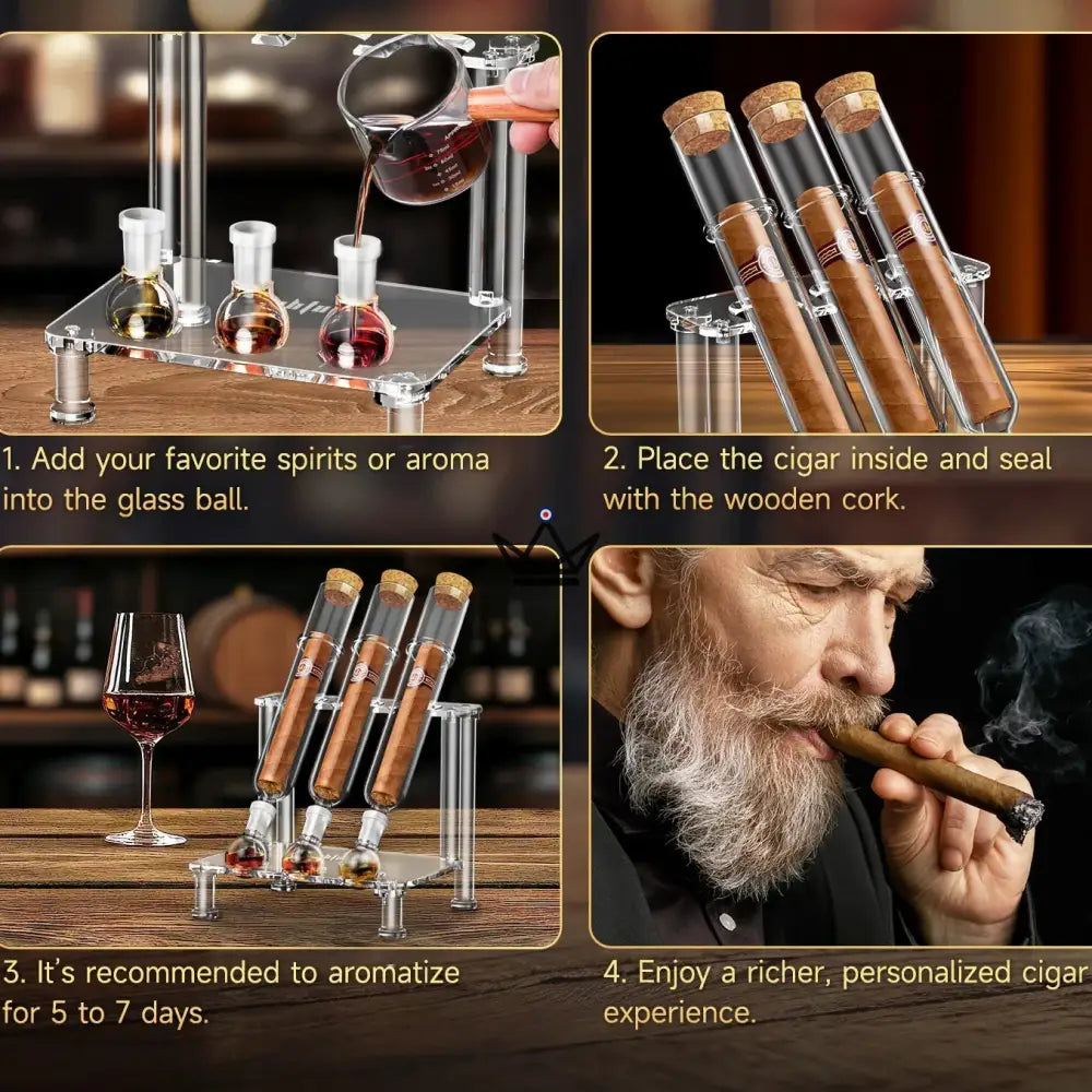 INFUSIO ALCHIMÍA 3-Tube Cigar Infuser — Borosilicate Glass, Interchangeable Vials — view 3