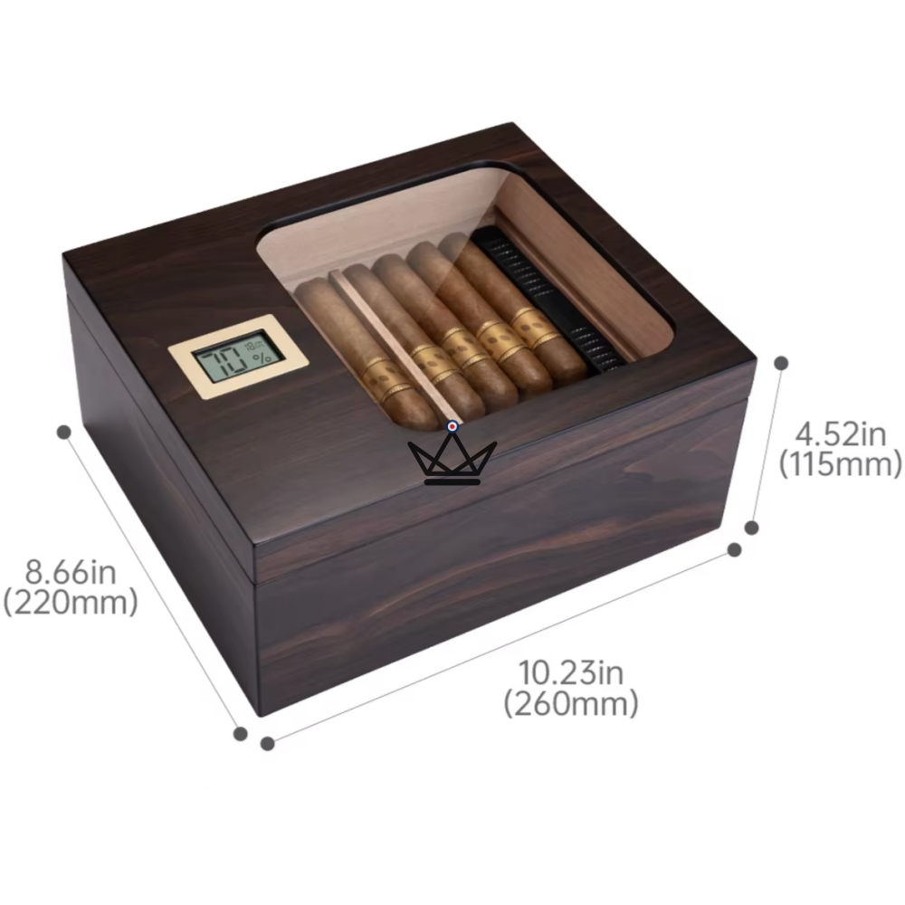 Elegancia Vision Humidor — Spanish Cedar, Glass Top, 55 Cigars, Digital Hygrometer, 4 Finishes — view 17