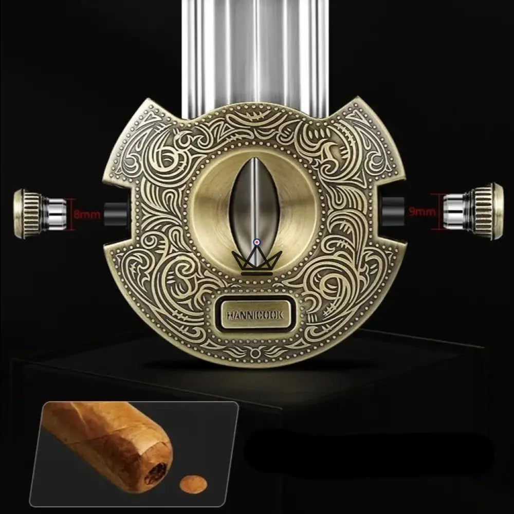 Heritage Edition Circular Cigar Cutter — Stainless Steel, 62 x 62 x 15 mm, 9 mm & 8 mm Punches | Vintage Gold or Original Gray — view 7