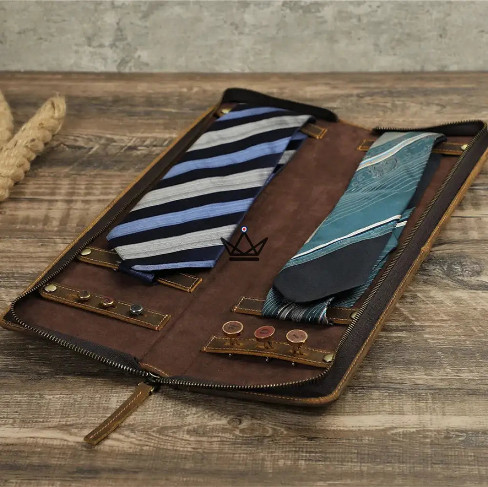 Customizable leather tie case - Voyageur Windsor — view 3