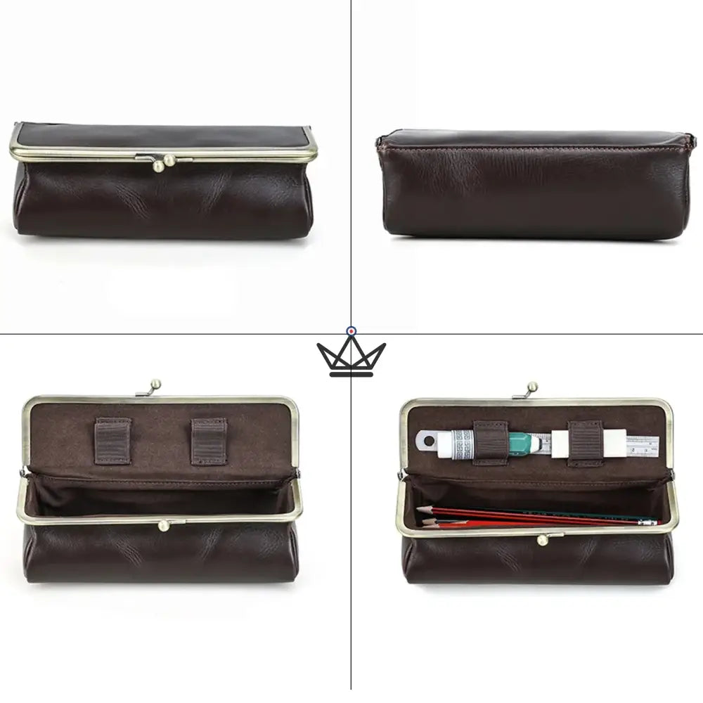 Personalizable Leather Pouch with Vintage Clasp - Traveller SCRIPT — view 5