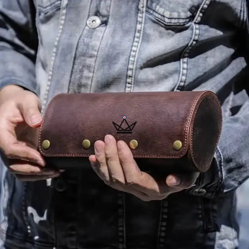 Customizable Leather Automatic Watch Travel Case - Voyageur TimeGuardian — view 11
