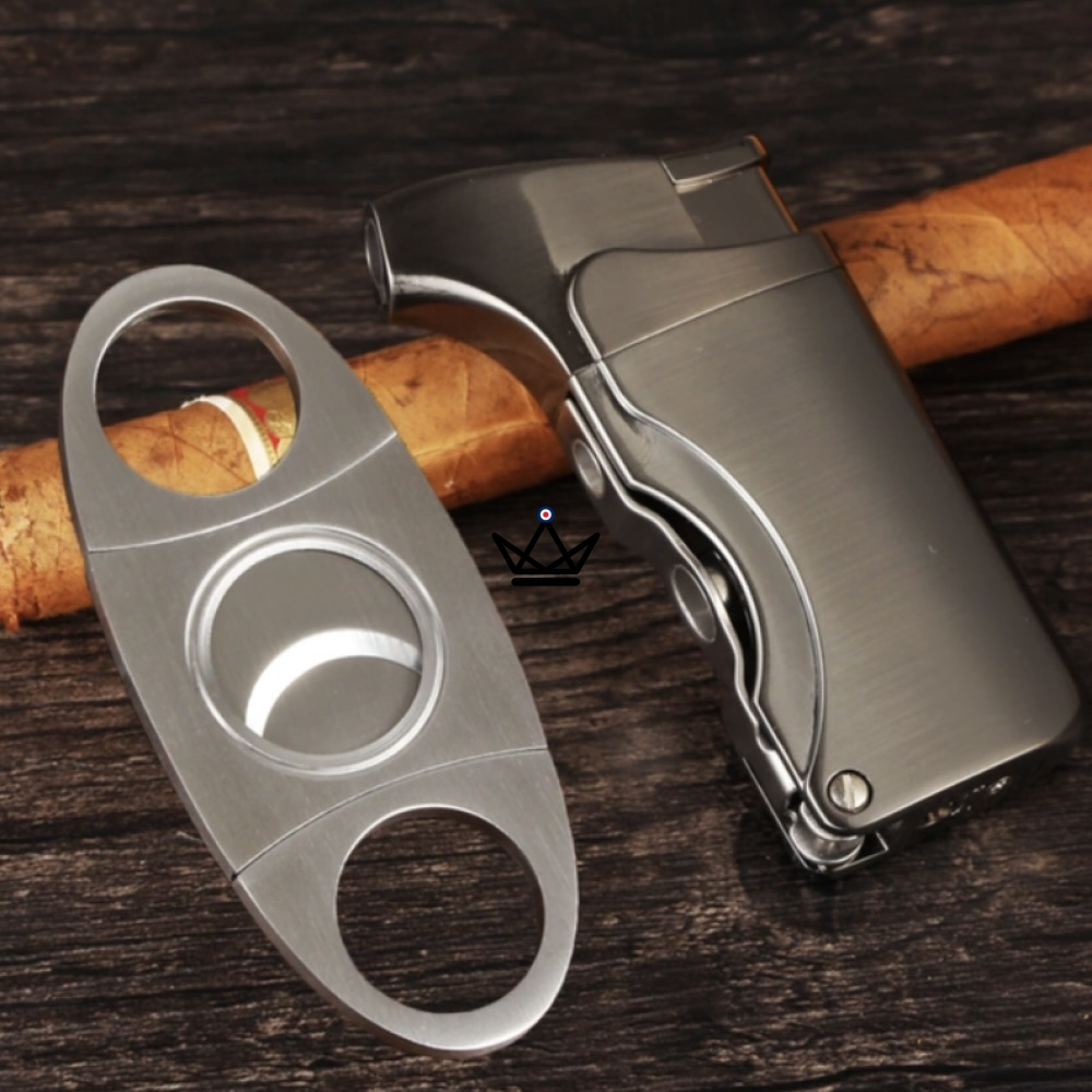 VARGAS Lighter & Cigar Cutter Pack — Integrated Punch + 22 mm Cut | Silver or Yellow — view 4