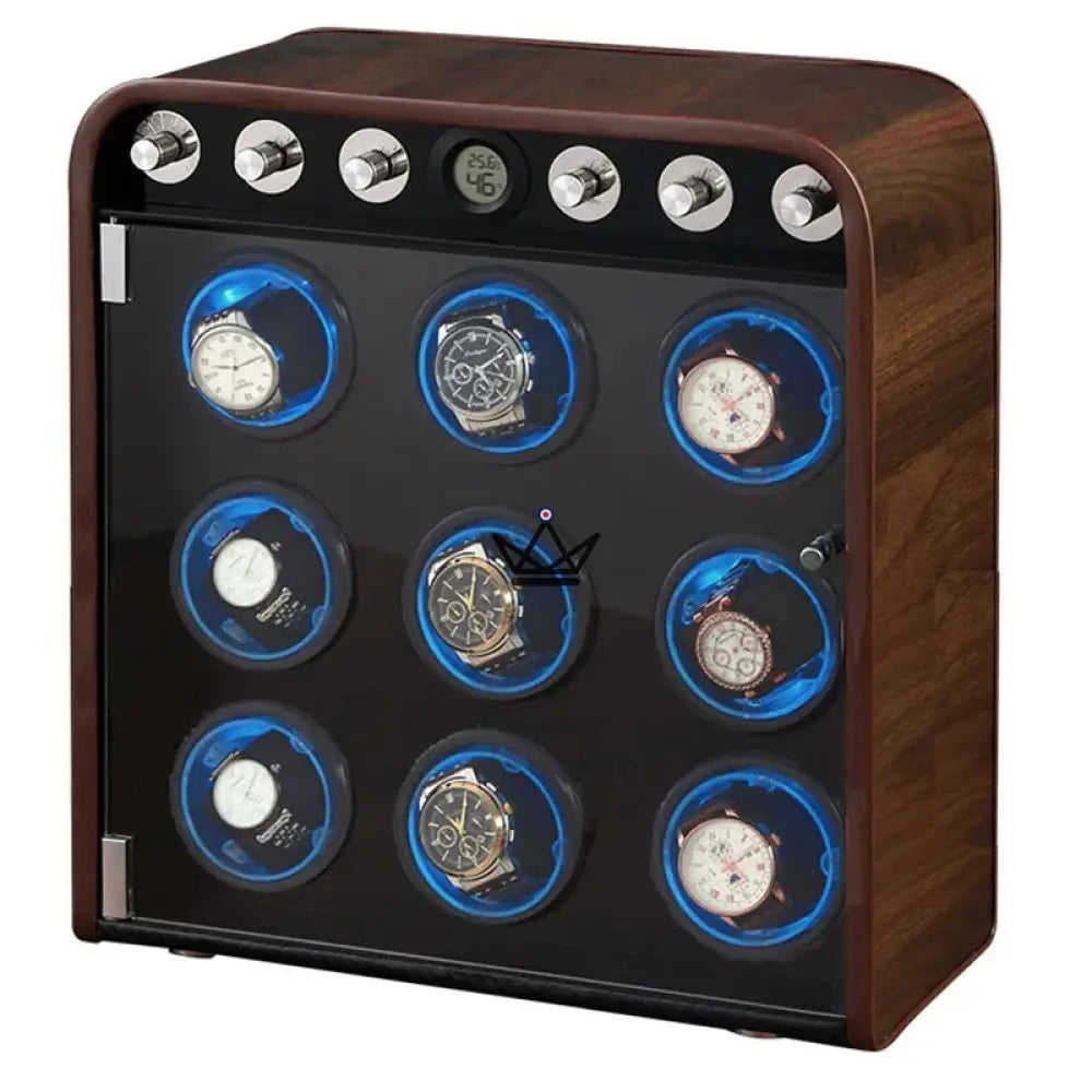 Automatic Watch Winder RETROWIND LUXE — Luxury Wood, Retro Design, Multi-Mode — 9 Slots