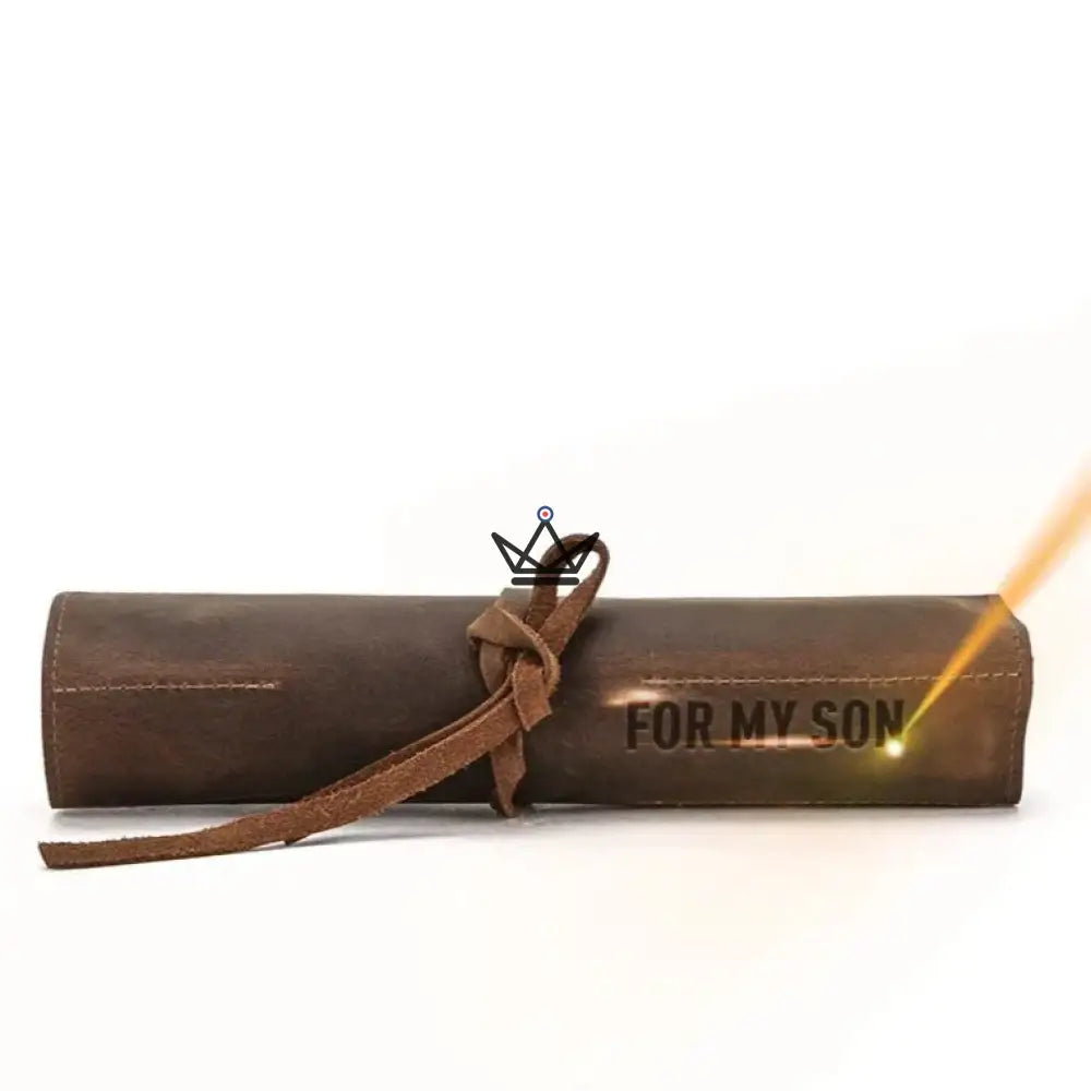Customizable Leather Pen and Pencil Case - Voyageur Roll — view 2